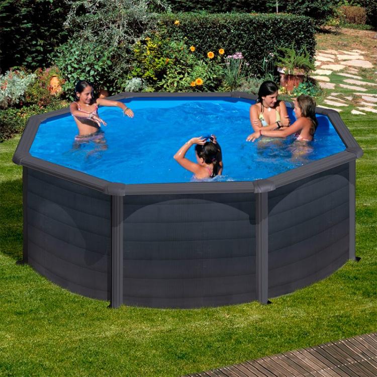 N-2.jpg Piscina Desmontável GRE Kea Circular – Efeito Grafite - Image 1
